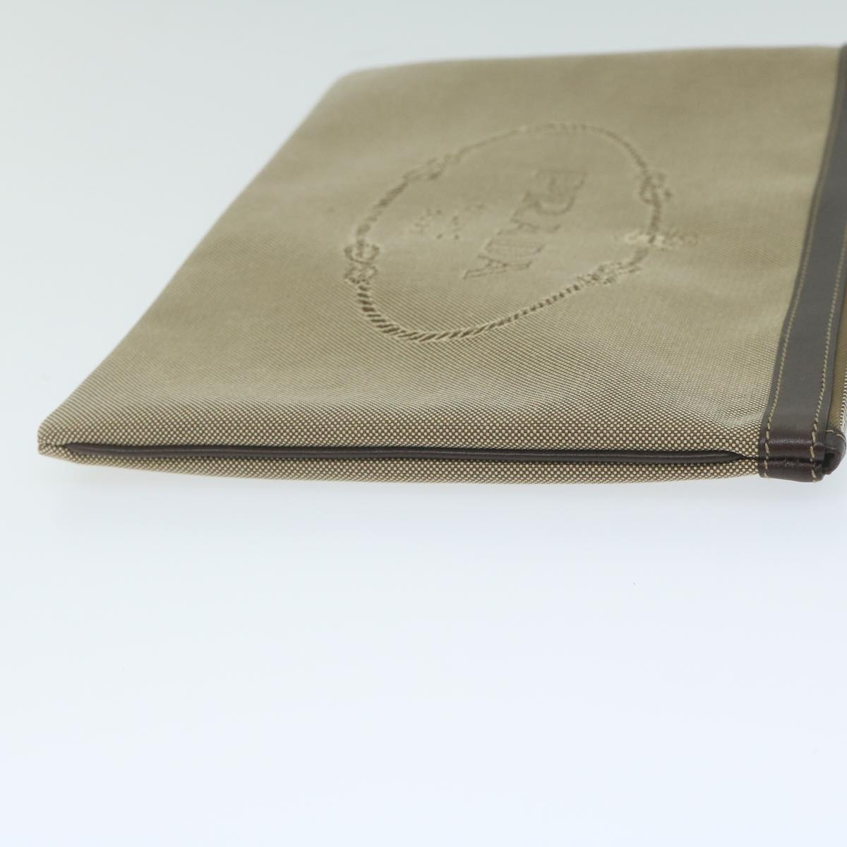 PRADA Clutch Bag Canvas Beige bs10802