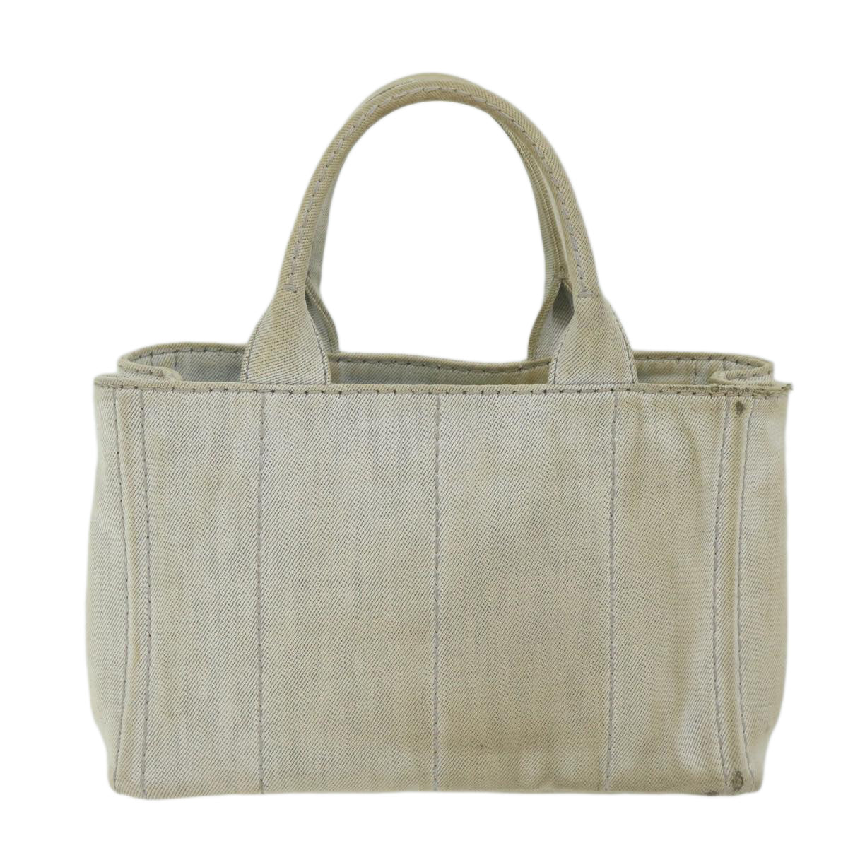 PRADA Canapa PM Hand Bag Canvas White bs10879