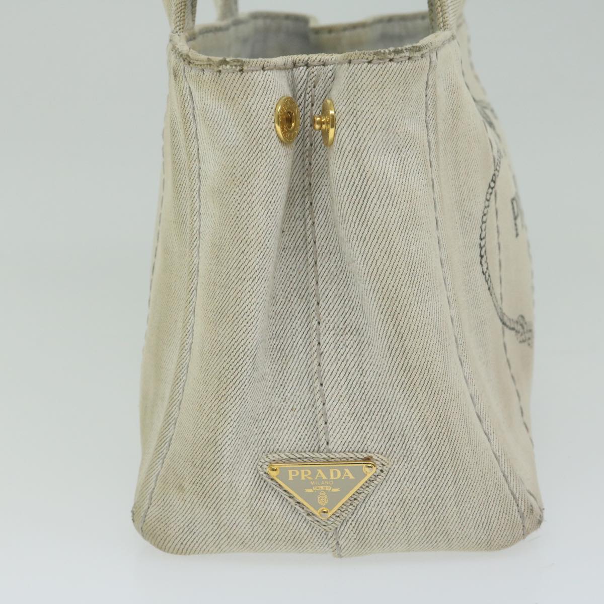 PRADA Canapa PM Hand Bag Canvas White bs10879