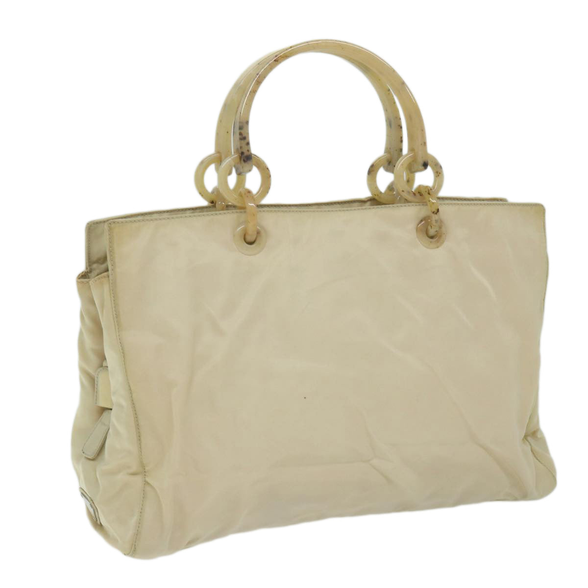 PRADA Hand Bag Nylon Beige bs10883