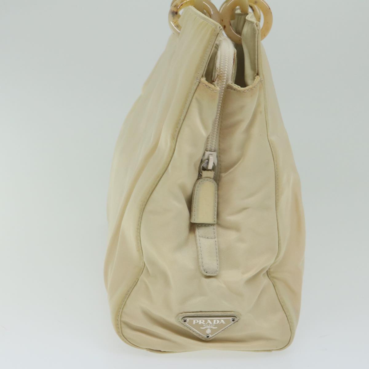 PRADA Hand Bag Nylon Beige bs10883