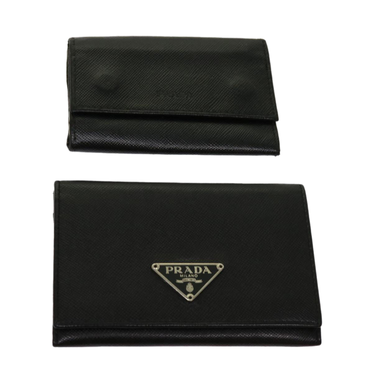 PRADA Card Case Key Case Leather 2Set Black bs10887