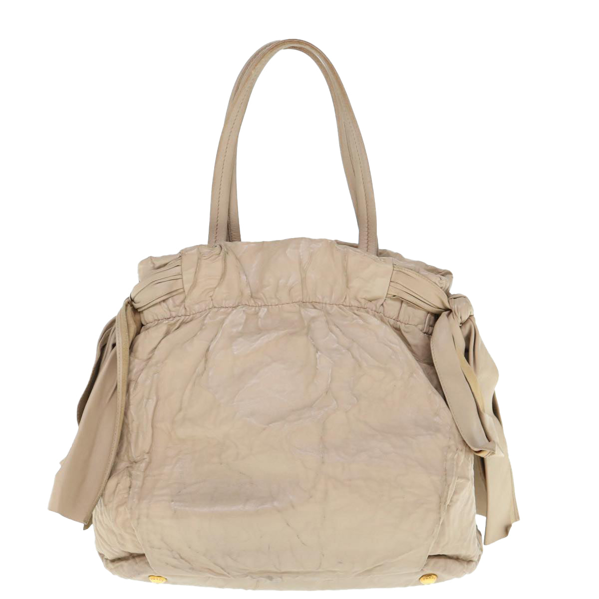 PRADA Hand Bag Leather 2way Beige bs10932