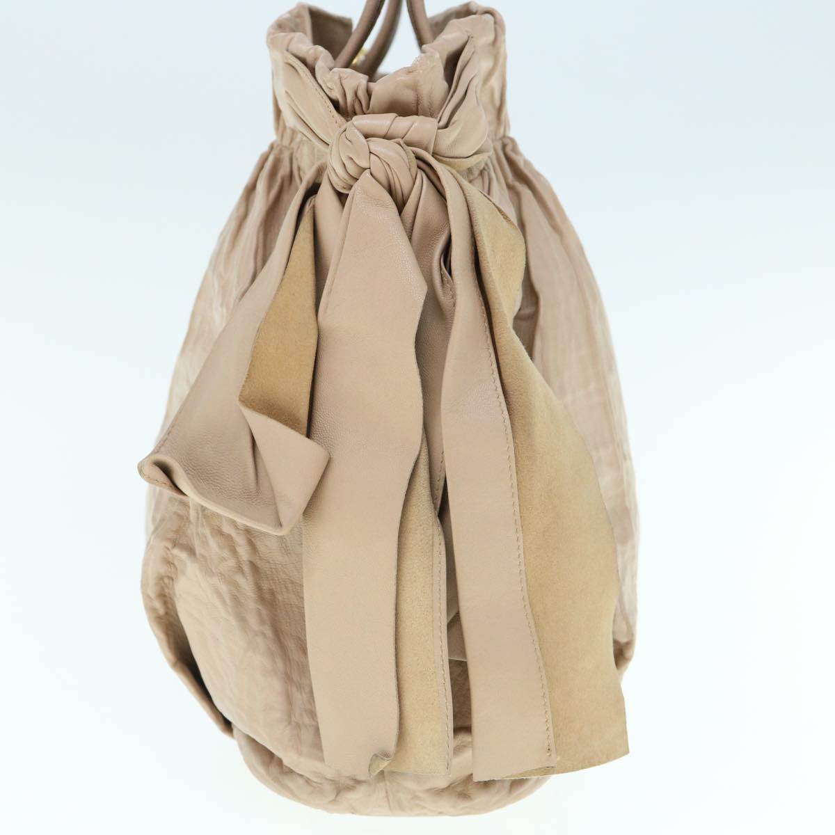 PRADA Hand Bag Leather 2way Beige bs10932