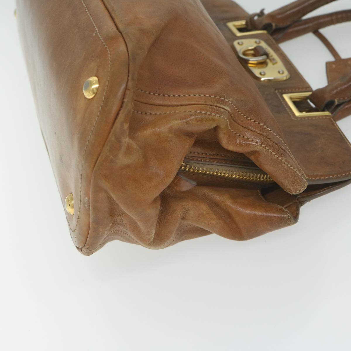 PRADA Hand Bag Leather 2way Brown bs10941