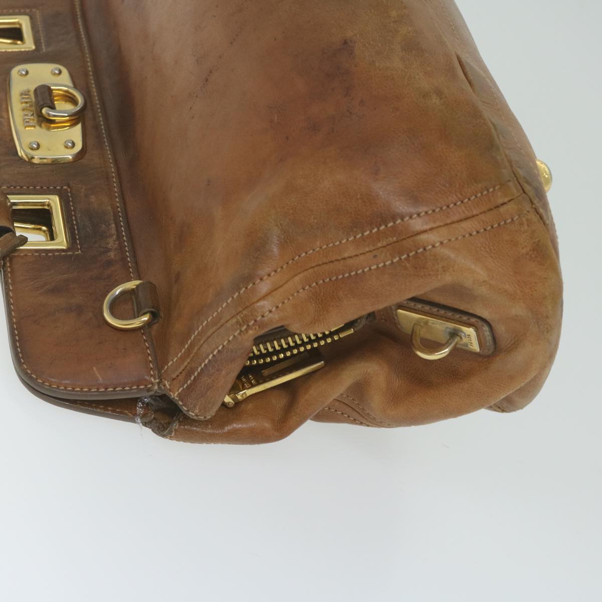 PRADA Hand Bag Leather 2way Brown bs10941