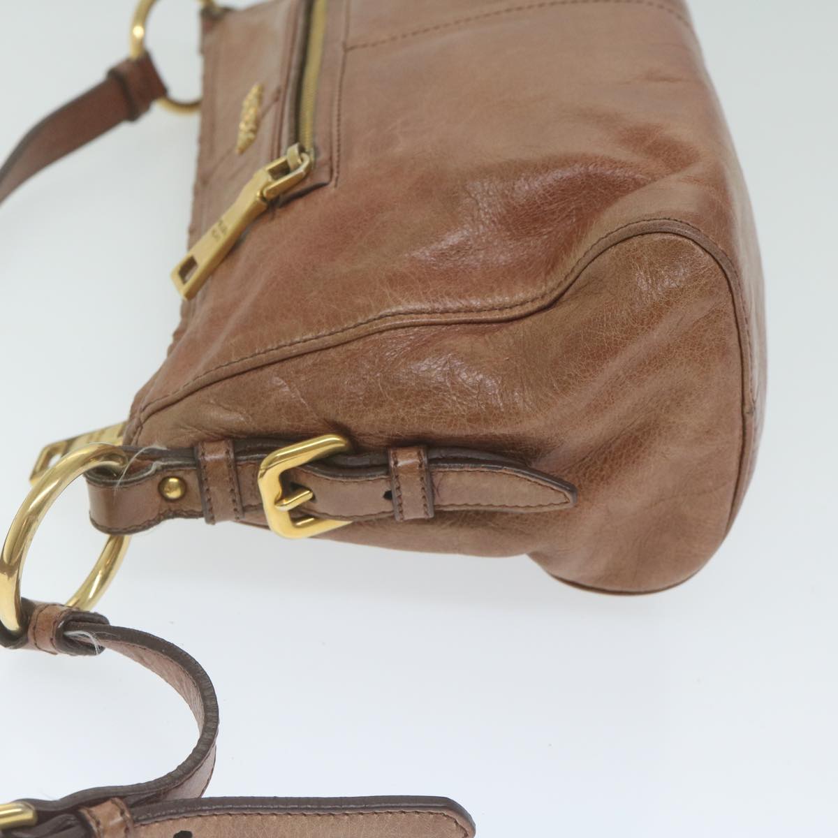 PRADA Shoulder Bag Leather Brown bs10961