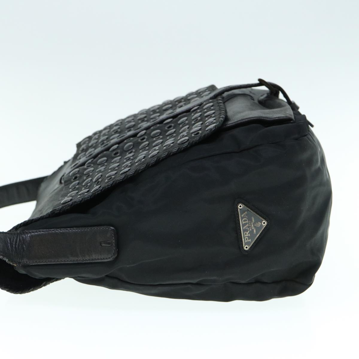 PRADA Shoulder Bag Leather nylon Black bs11028