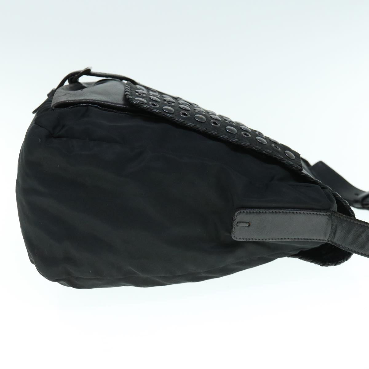 PRADA Shoulder Bag Leather nylon Black bs11028