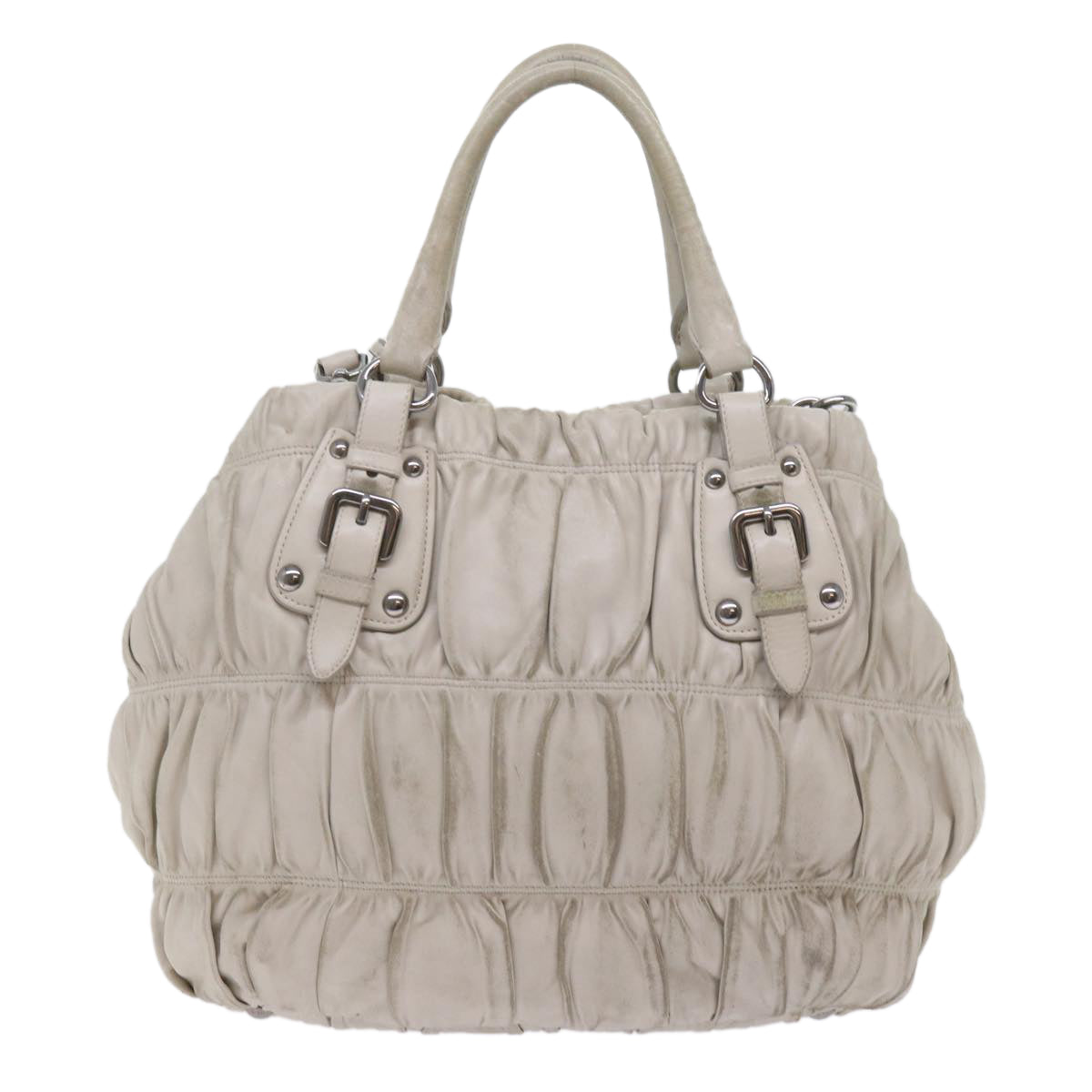 PRADA Hand Bag Leather 2way White bs11083