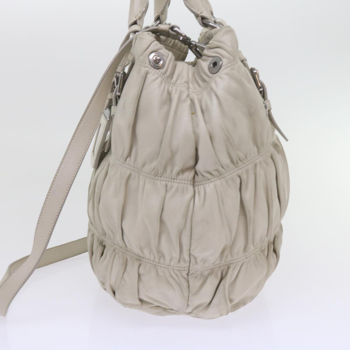 PRADA Hand Bag Leather 2way White bs11083