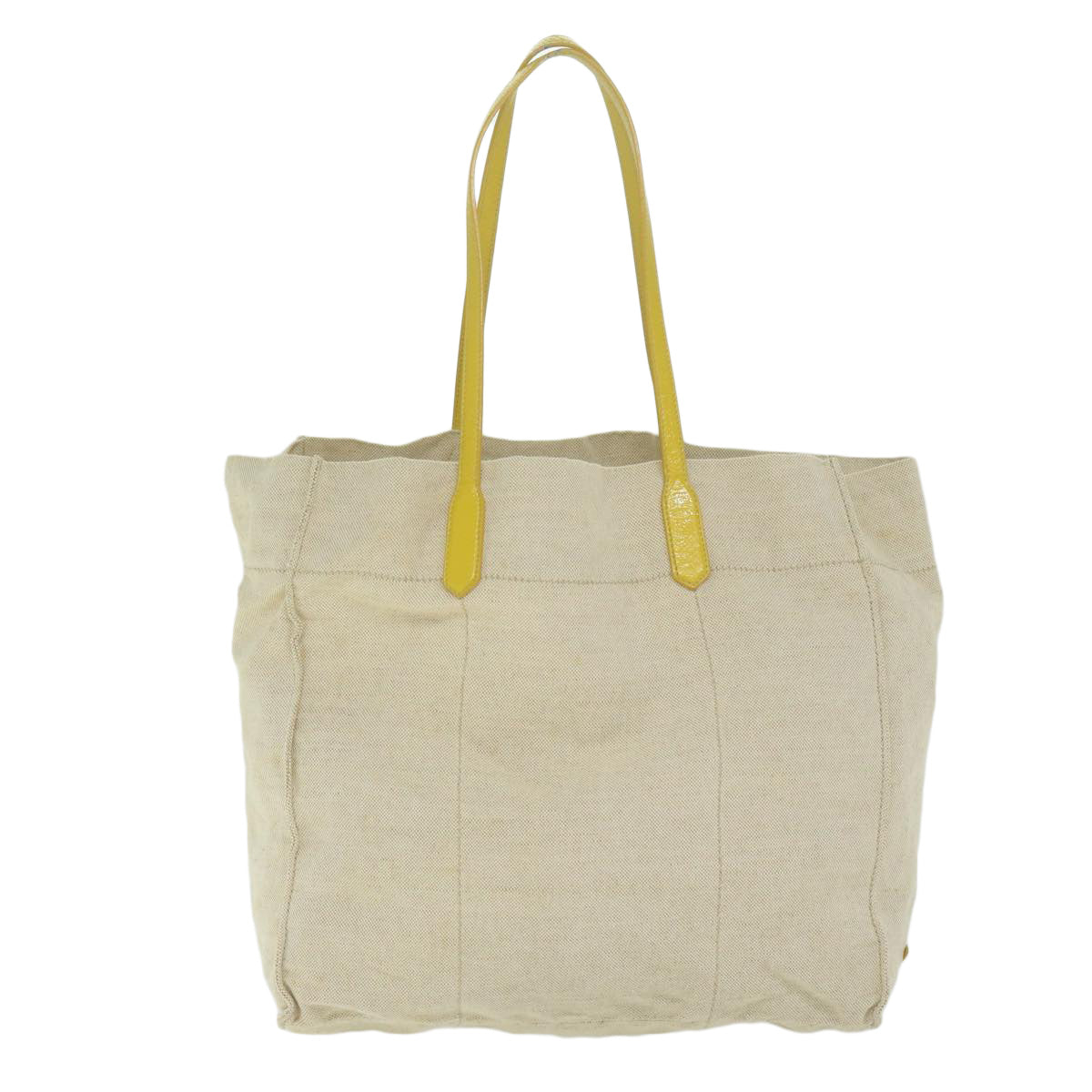 PRADA Tote Bag Canvas Beige Yellow bs11088