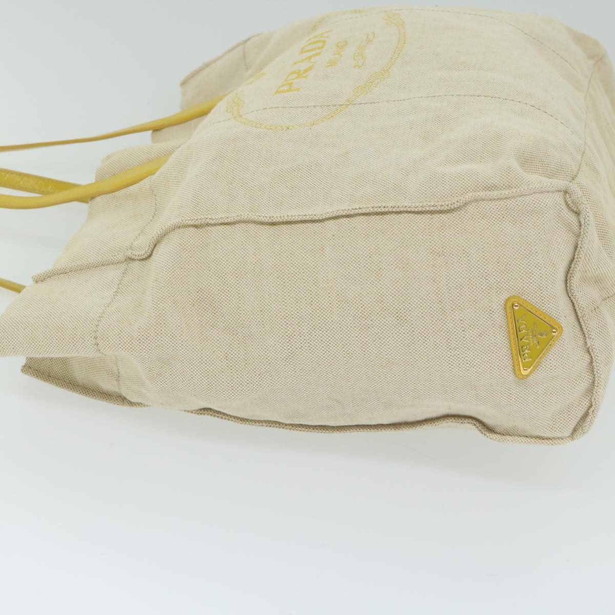 PRADA Tote Bag Canvas Beige Yellow bs11088