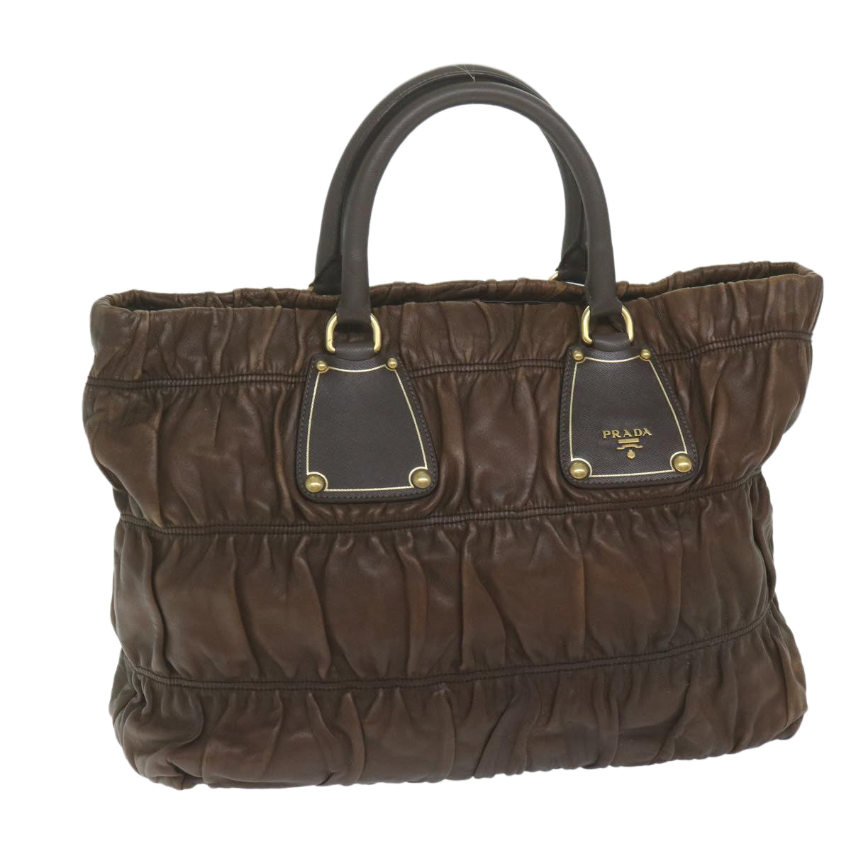 PRADA Hand Bag Leather Brown bs11123