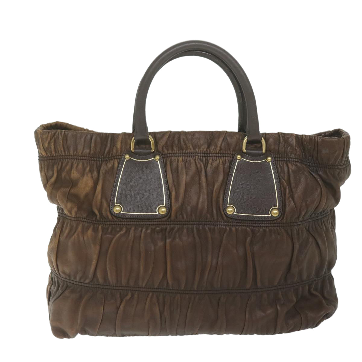 PRADA Hand Bag Leather Brown bs11123