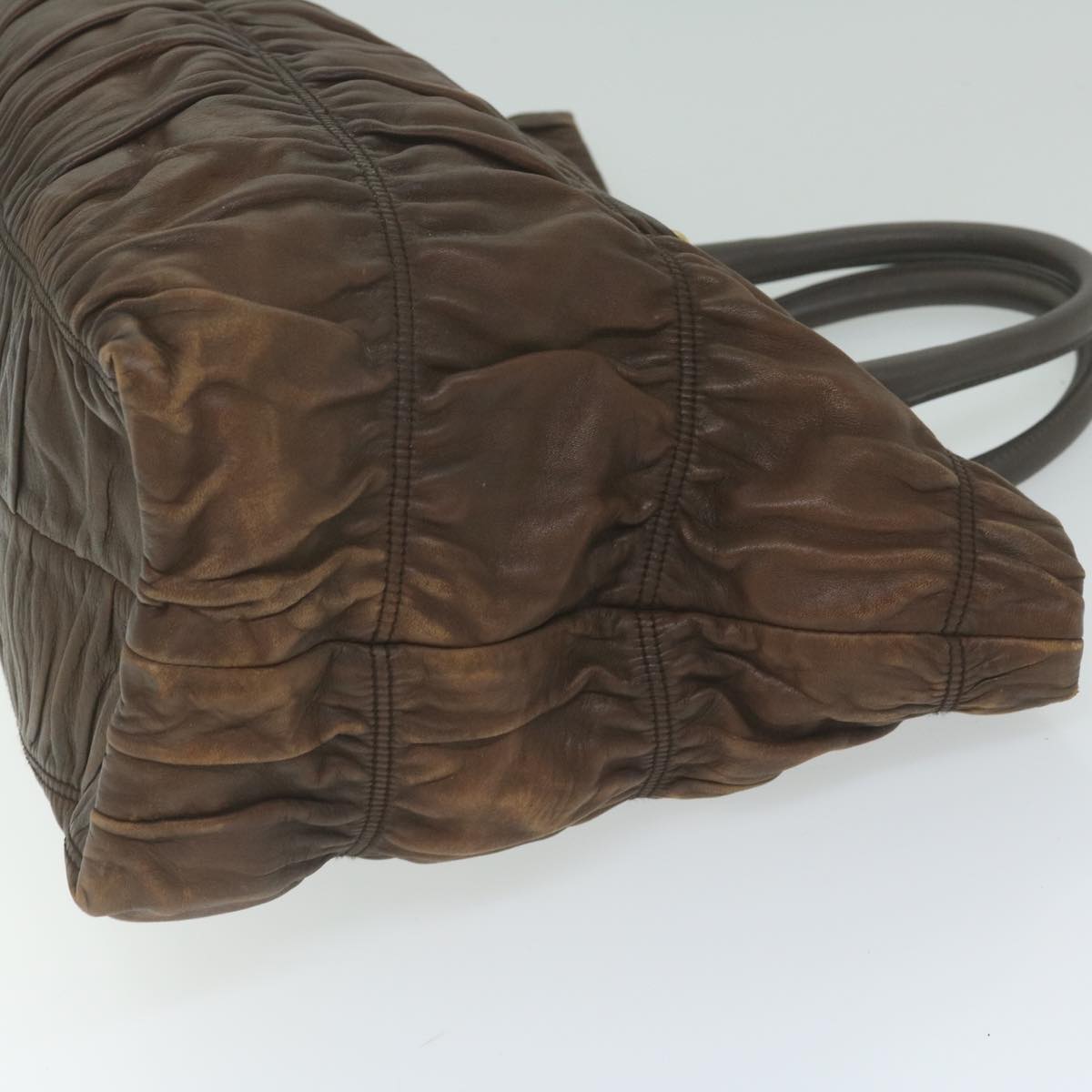 PRADA Hand Bag Leather Brown bs11123