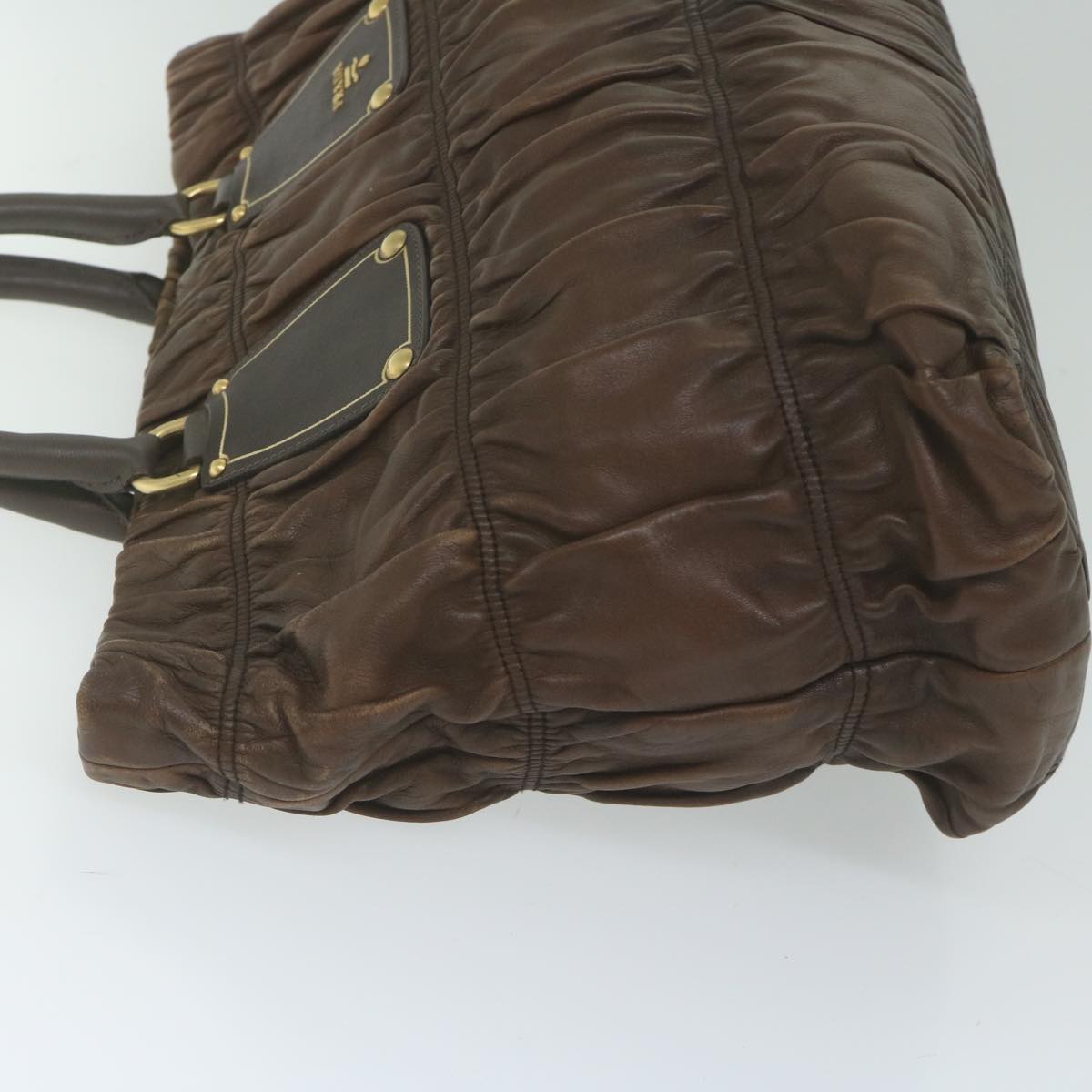 PRADA Hand Bag Leather Brown bs11123