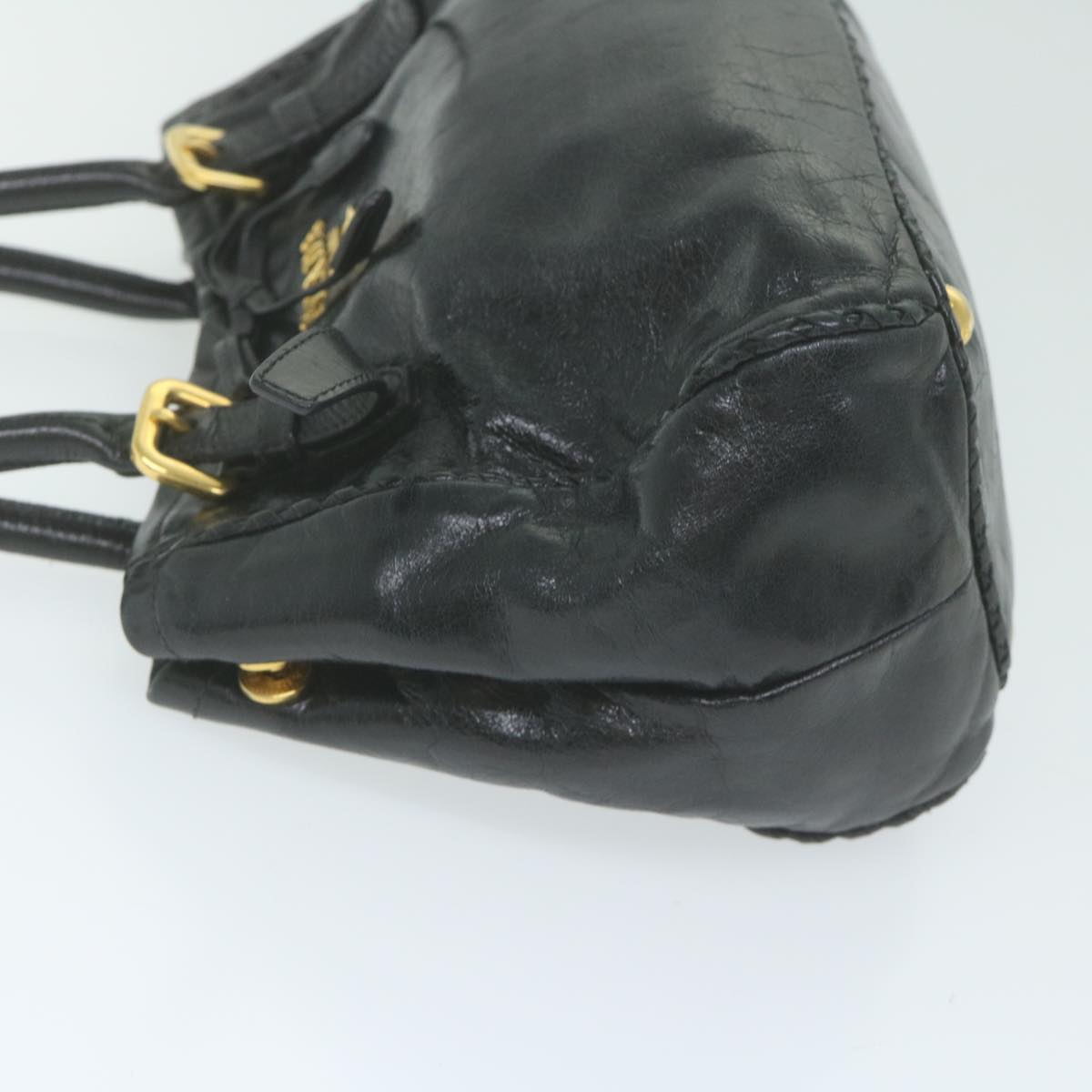 PRADA Hand Bag Leather Black bs11157