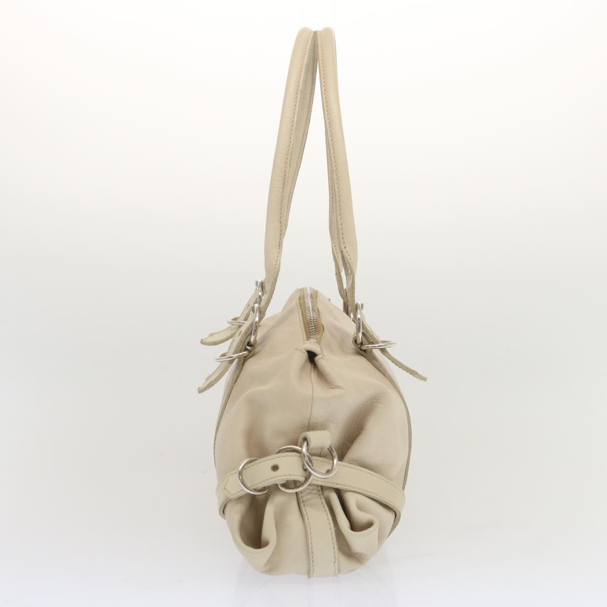 PRADA Shoulder Bag Leather Beige  bs11264