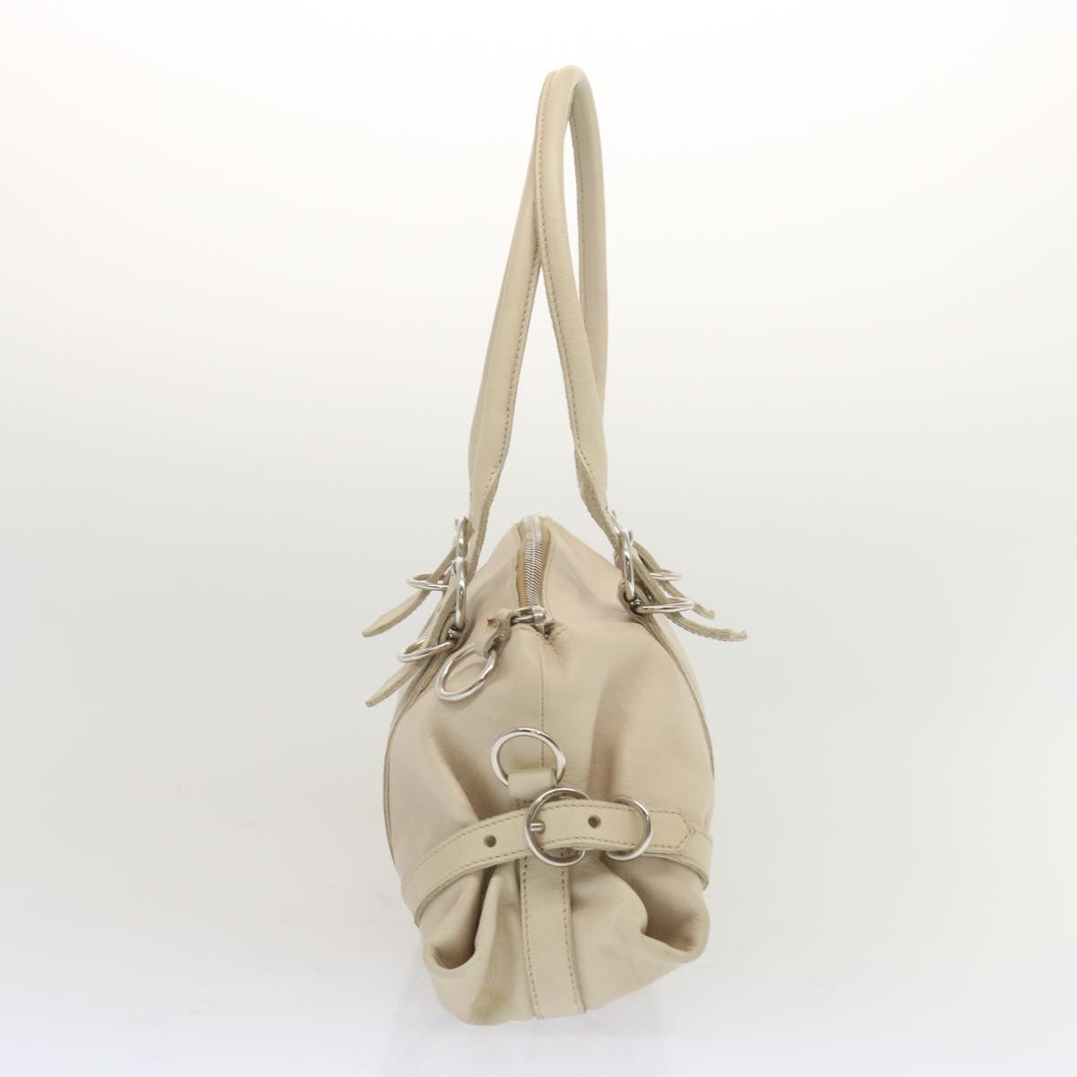 PRADA Shoulder Bag Leather Beige  bs11264