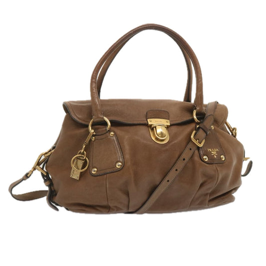 PRADA Shoulder Bag Leather 2way Brown  bs11266
