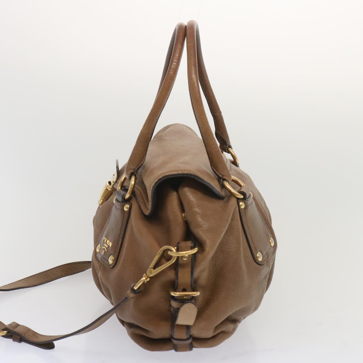 PRADA Shoulder Bag Leather 2way Brown  bs11266