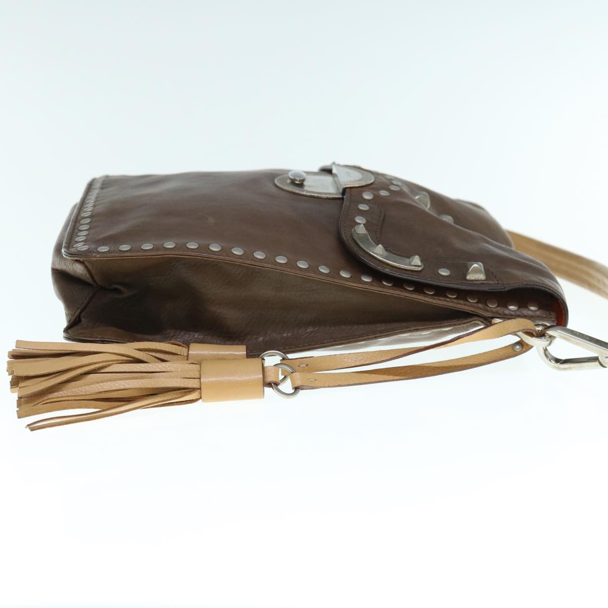 PRADA Shoulder Bag Leather Brown bs11385