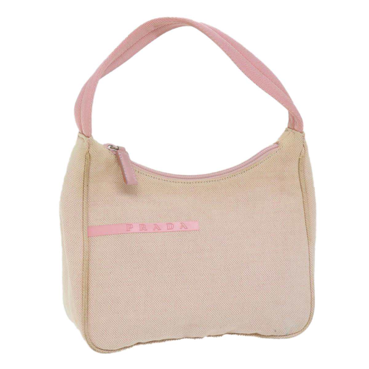 PRADA Sports Hand Bag Canvas Beige Pink bs11578