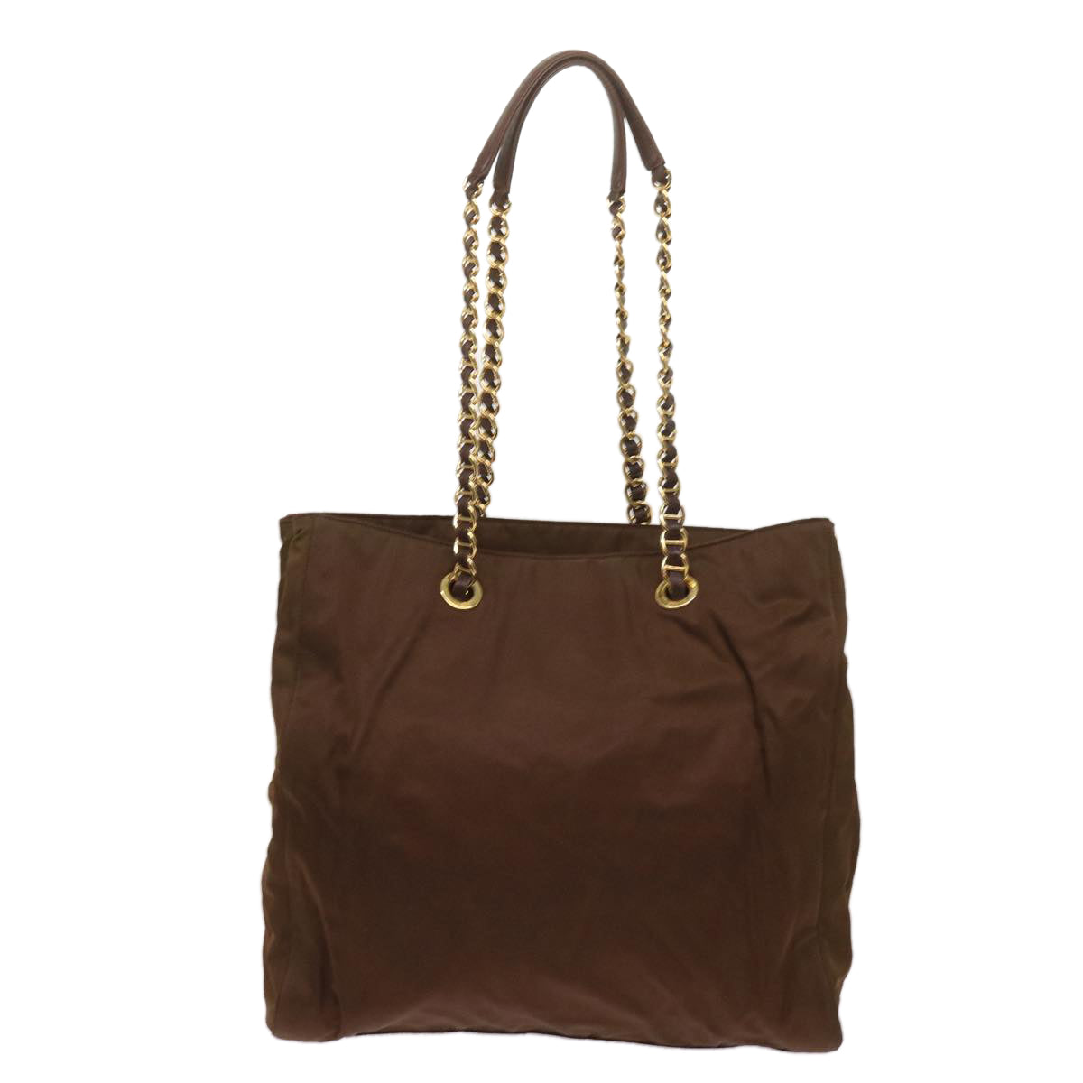 PRADA Chain Shoulder Bag Nylon Brown bs11648