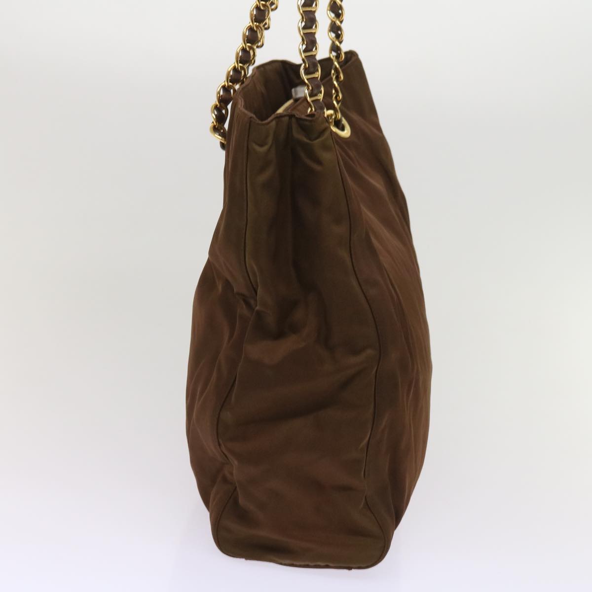 PRADA Chain Shoulder Bag Nylon Brown bs11648