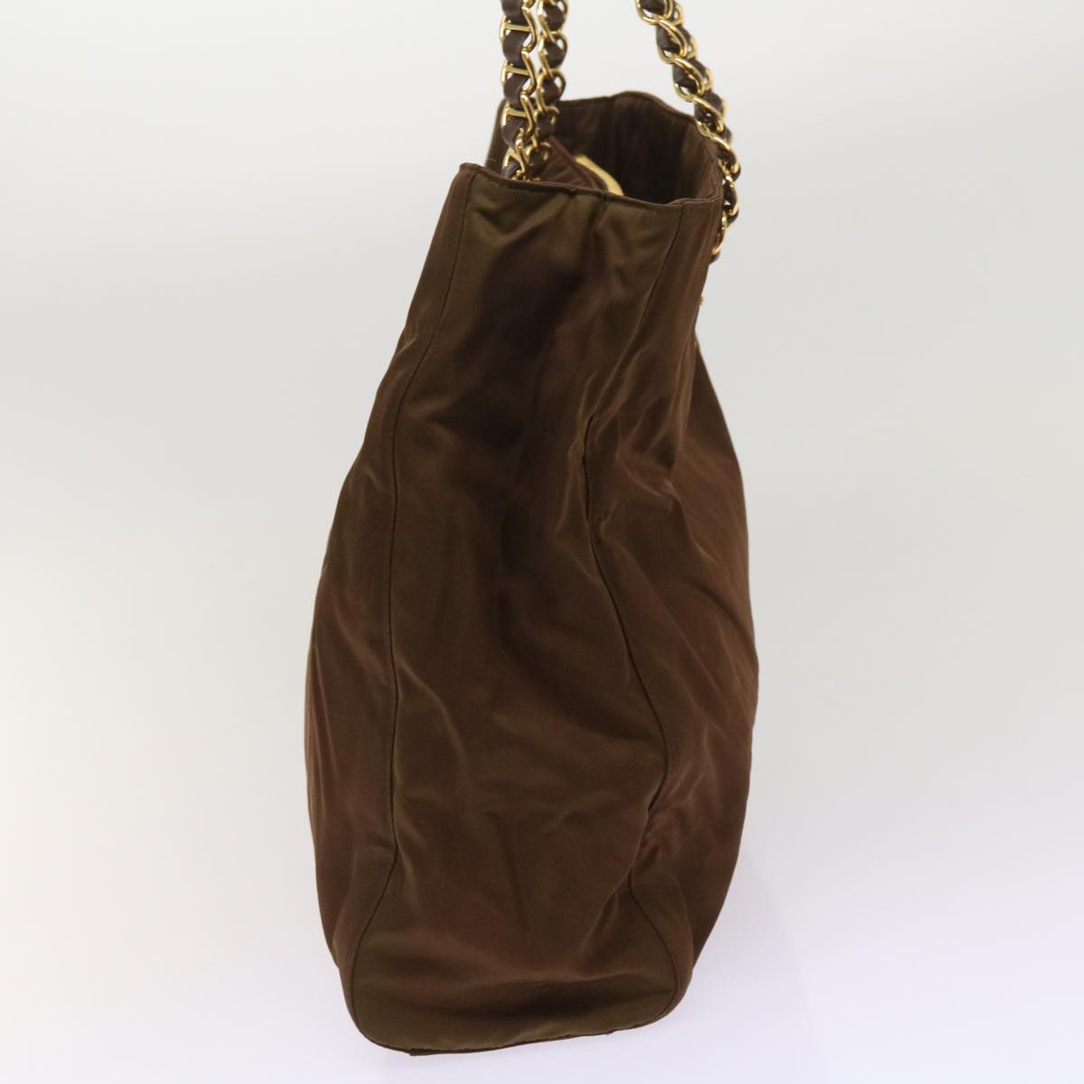 PRADA Chain Shoulder Bag Nylon Brown bs11648