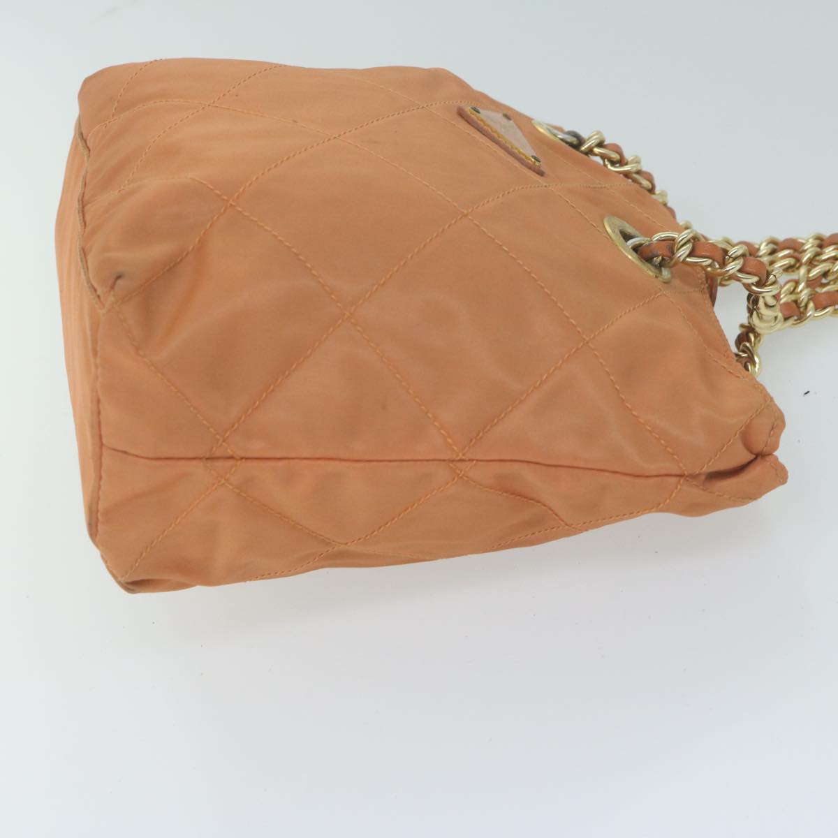 PRADA Quilted Chain Shoulder Bag Nylon Orange bs11692