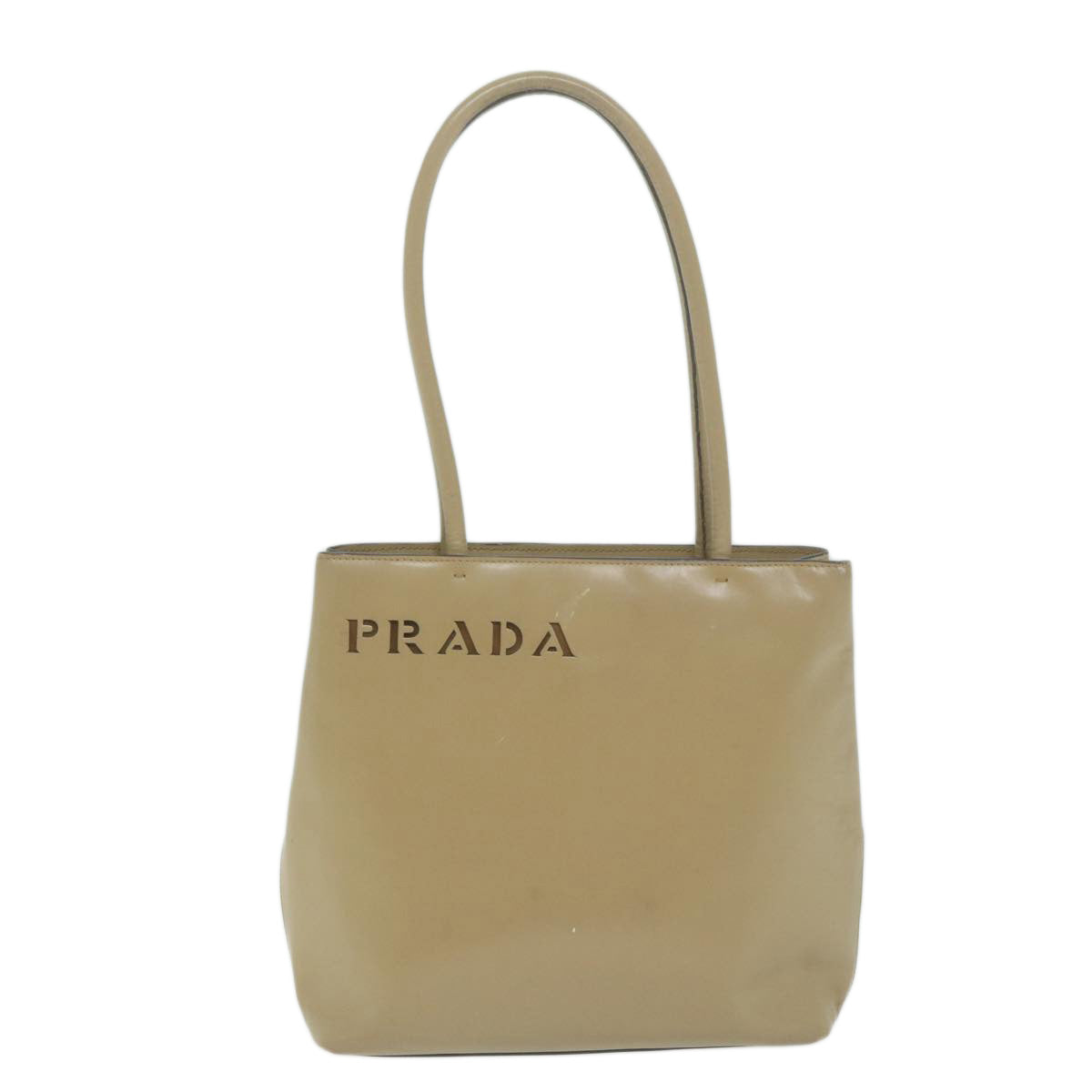 PRADA Shoulder Bag Leather Beige bs11849