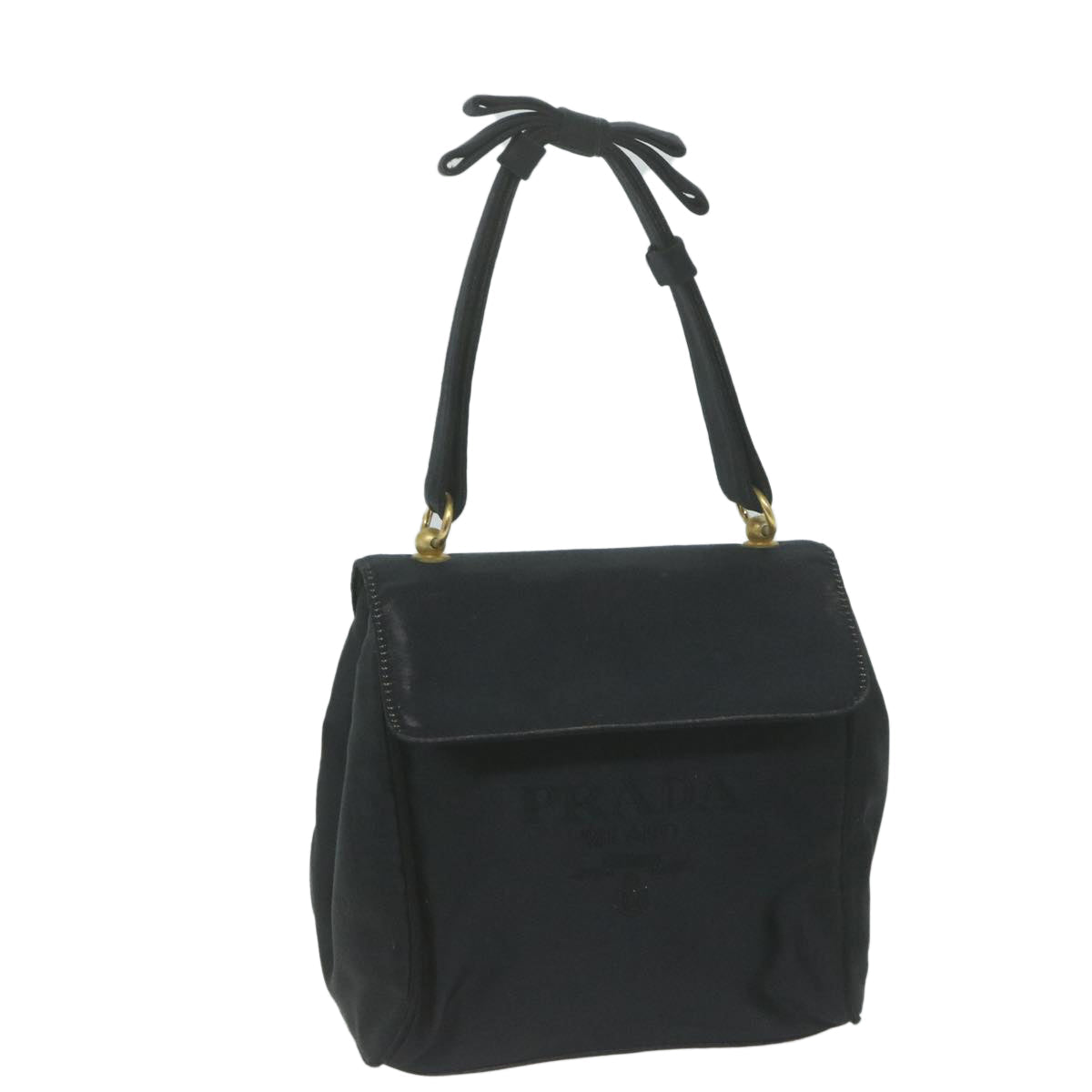 PRADA Hand Bag Satin Black bs11856