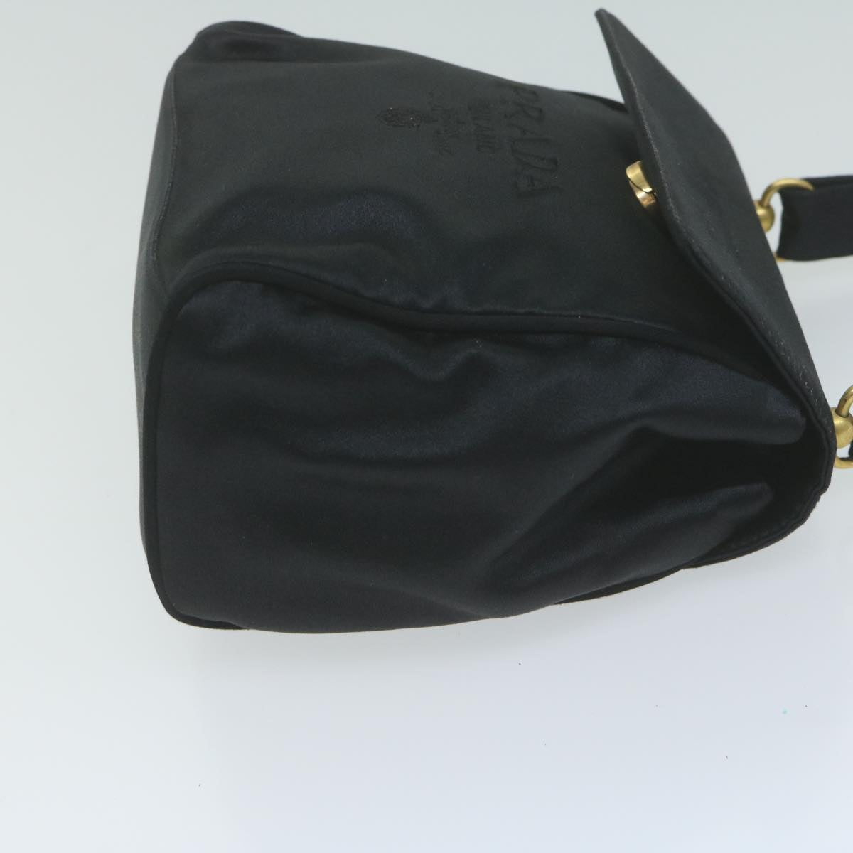 PRADA Hand Bag Satin Black bs11856