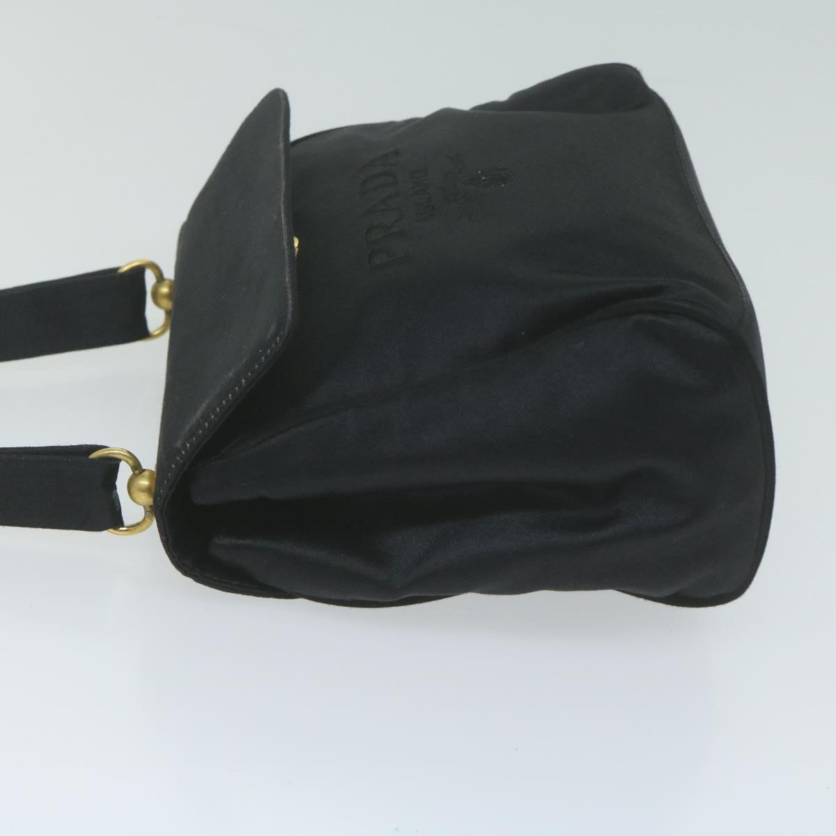 PRADA Hand Bag Satin Black bs11856