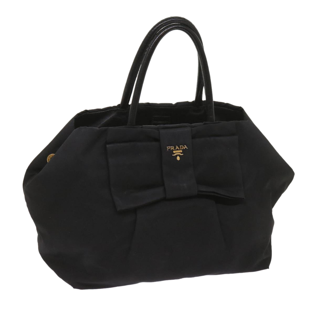 PRADA Ribbon Hand Bag Nylon Black bs11881