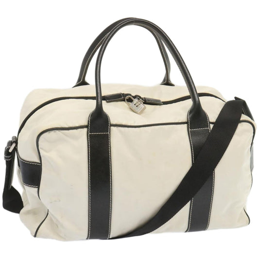 PRADA Boston Bag Nylon 2way White Black  bs12159