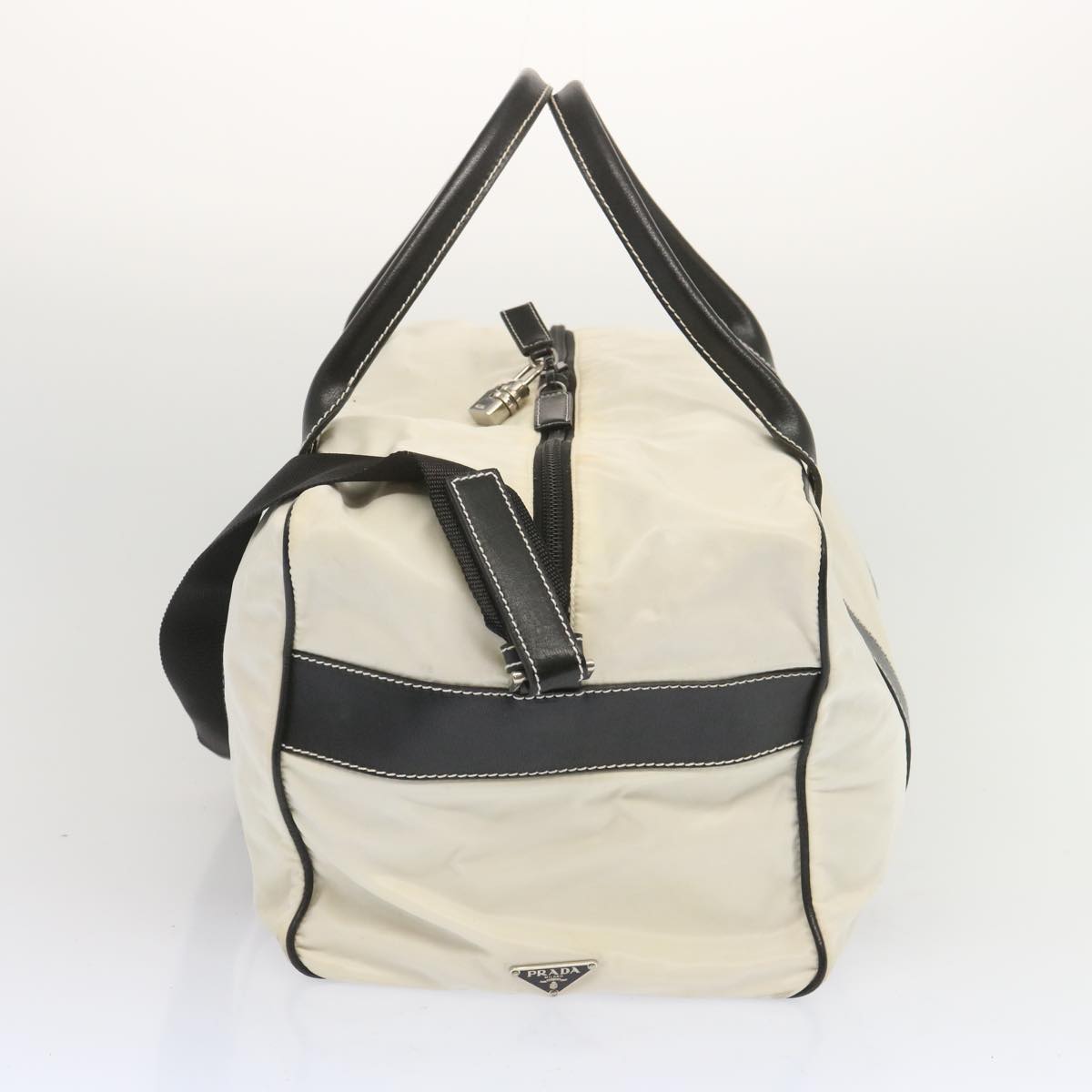 PRADA Boston Bag Nylon 2way White Black  bs12159
