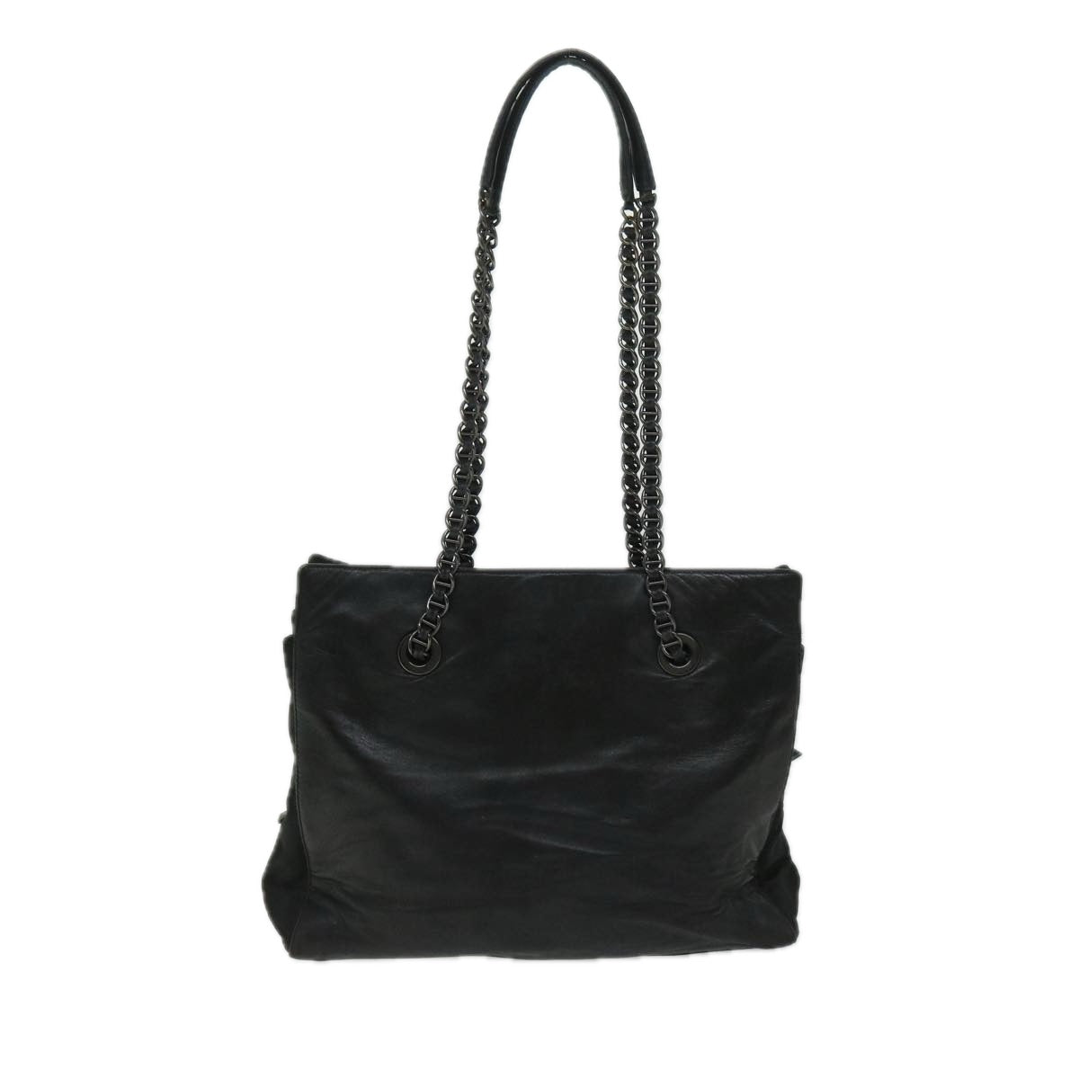 PRADA Chain Shoulder Bag Leather Black  bs12517
