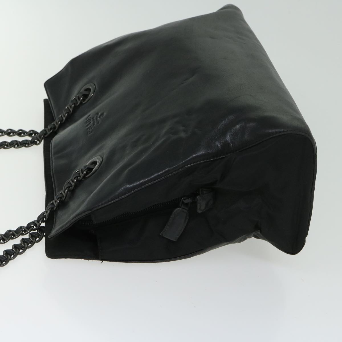 PRADA Chain Shoulder Bag Leather Black  bs12517