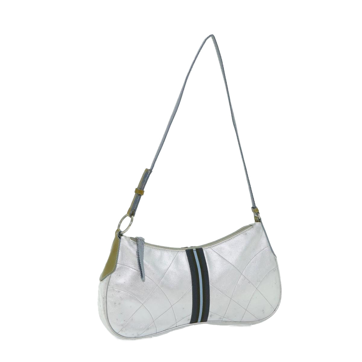 PRADA Shoulder Bag Leather Silver  bs12581