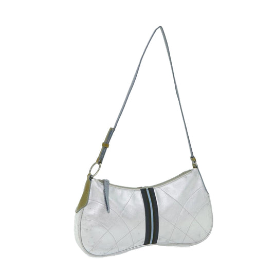 PRADA Shoulder Bag Leather Silver  bs12581