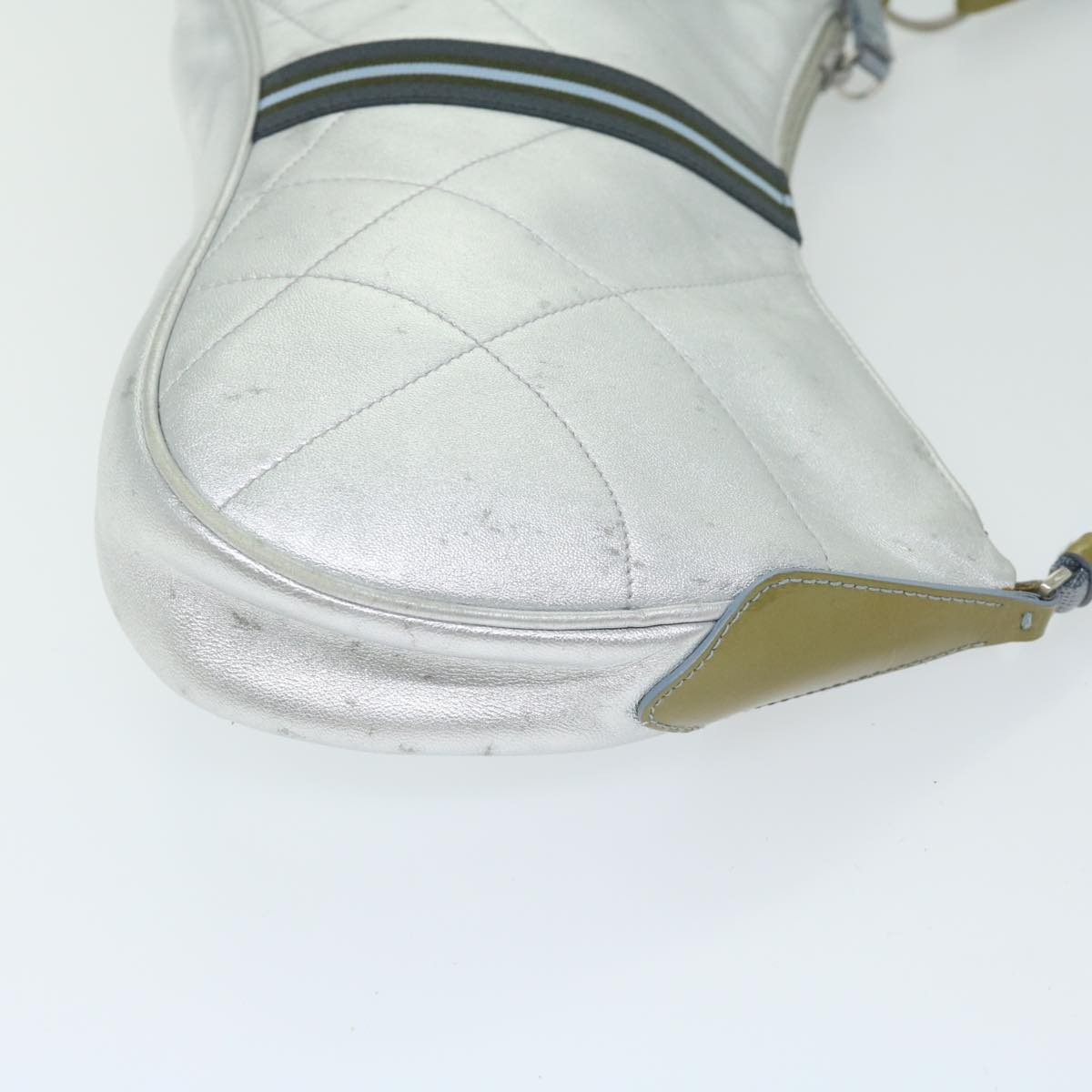 PRADA Shoulder Bag Leather Silver  bs12581