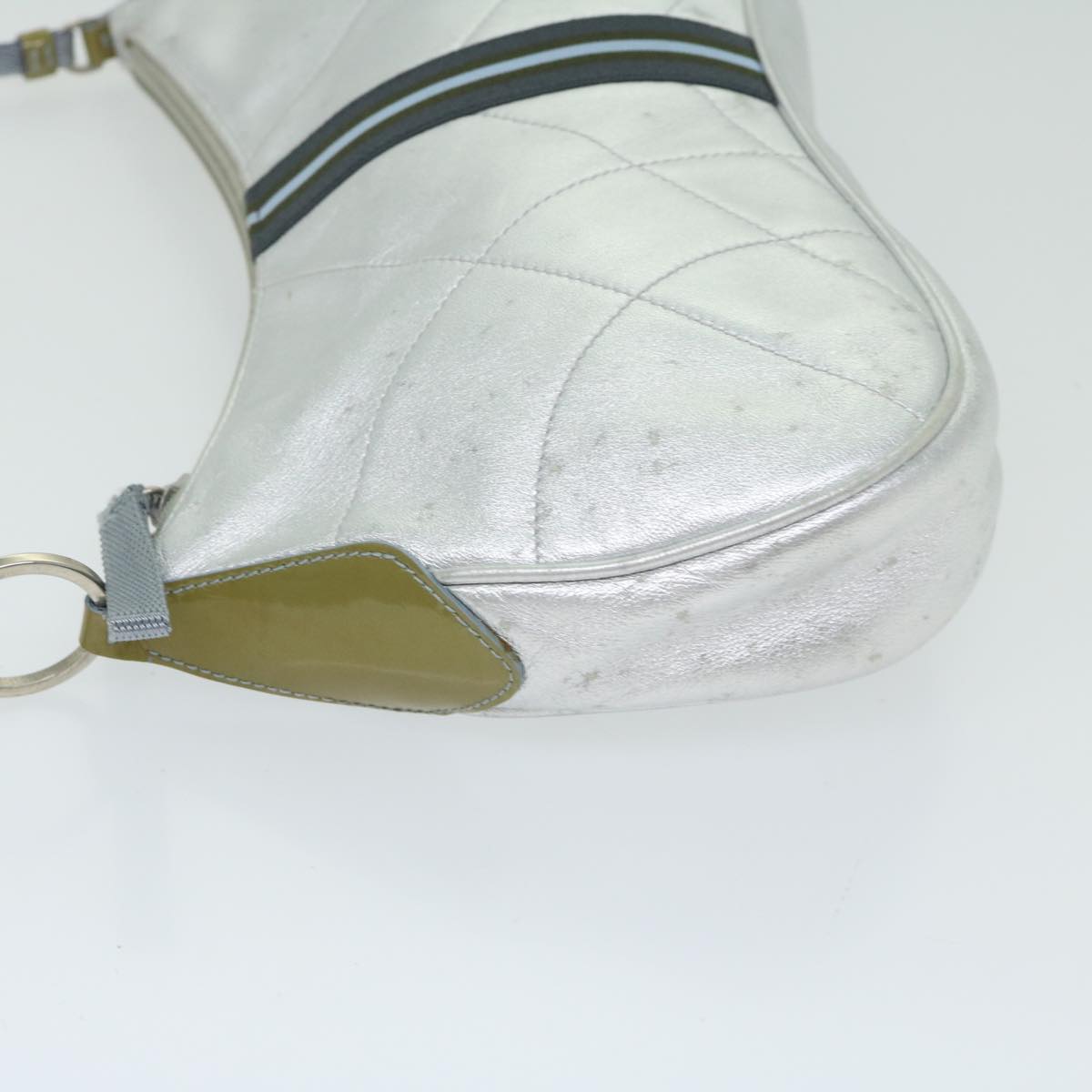 PRADA Shoulder Bag Leather Silver  bs12581
