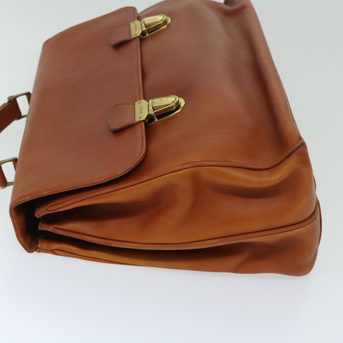PRADA Hand Bag Leather Brown  bs12617