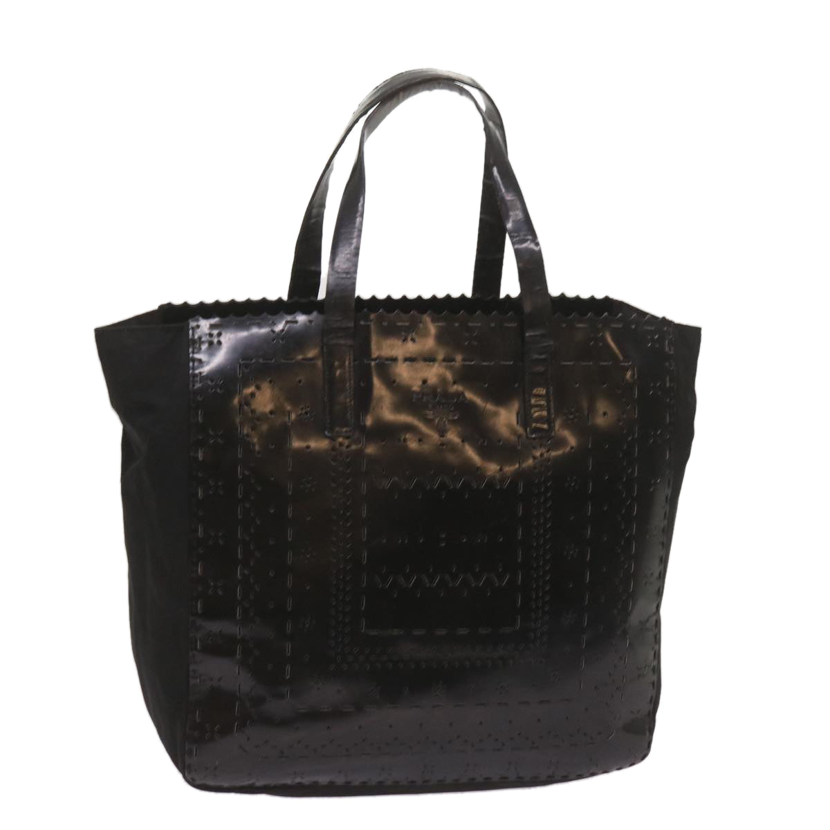 PRADA Hand Bag Nylon Leather Black  bs12637