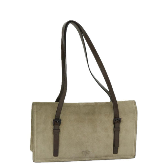 PRADA Shoulder Bag Suede Beige  bs12638
