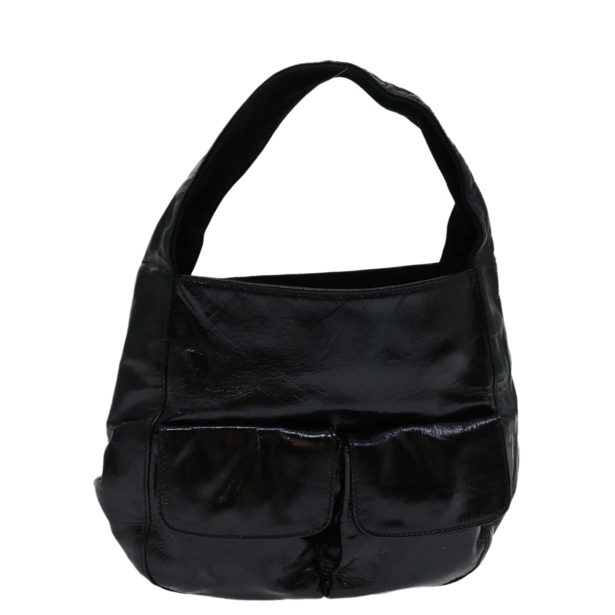 PRADA Hand Bag Patent leather Black bs12820