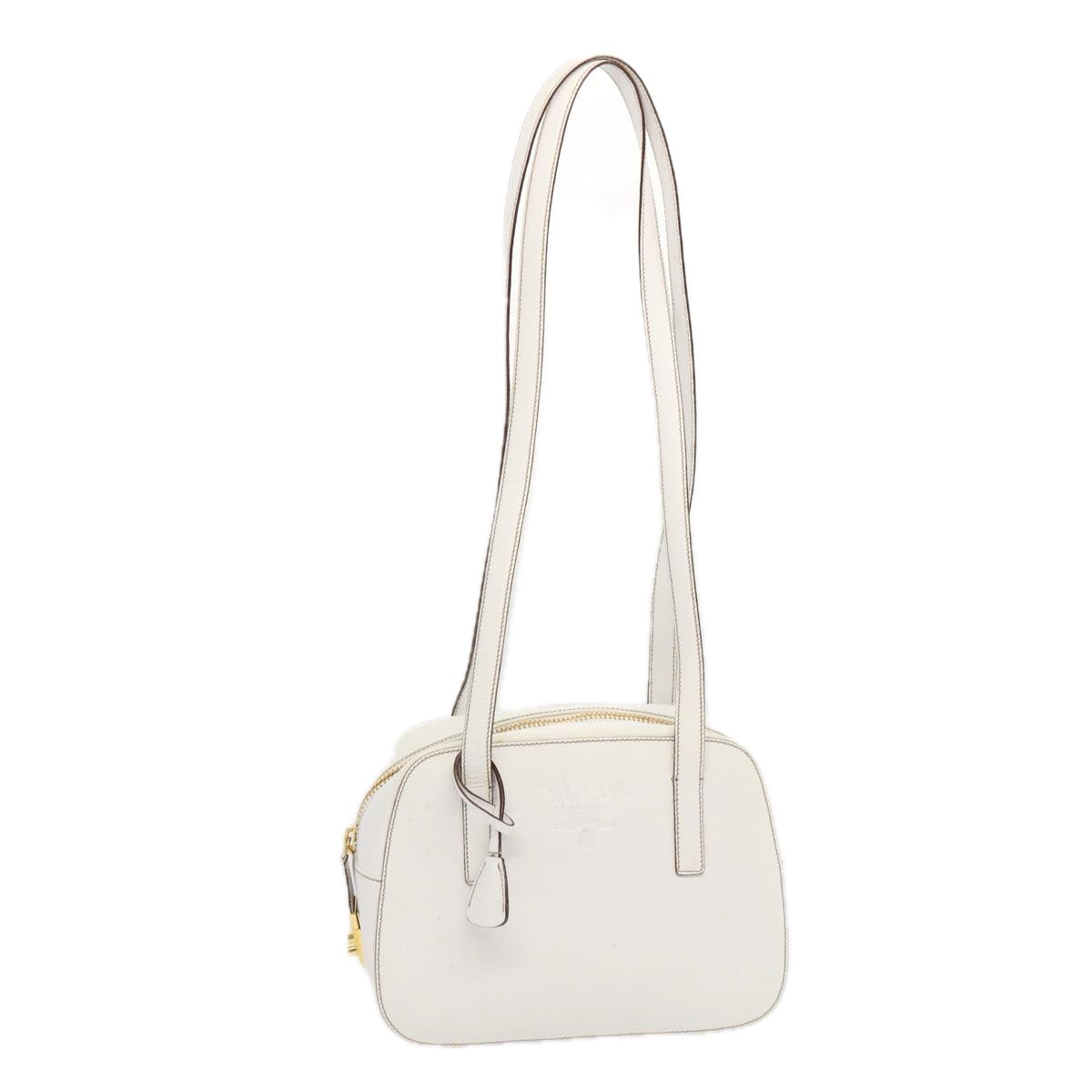 PRADA Safiano leather Shoulder Bag White  bs12825